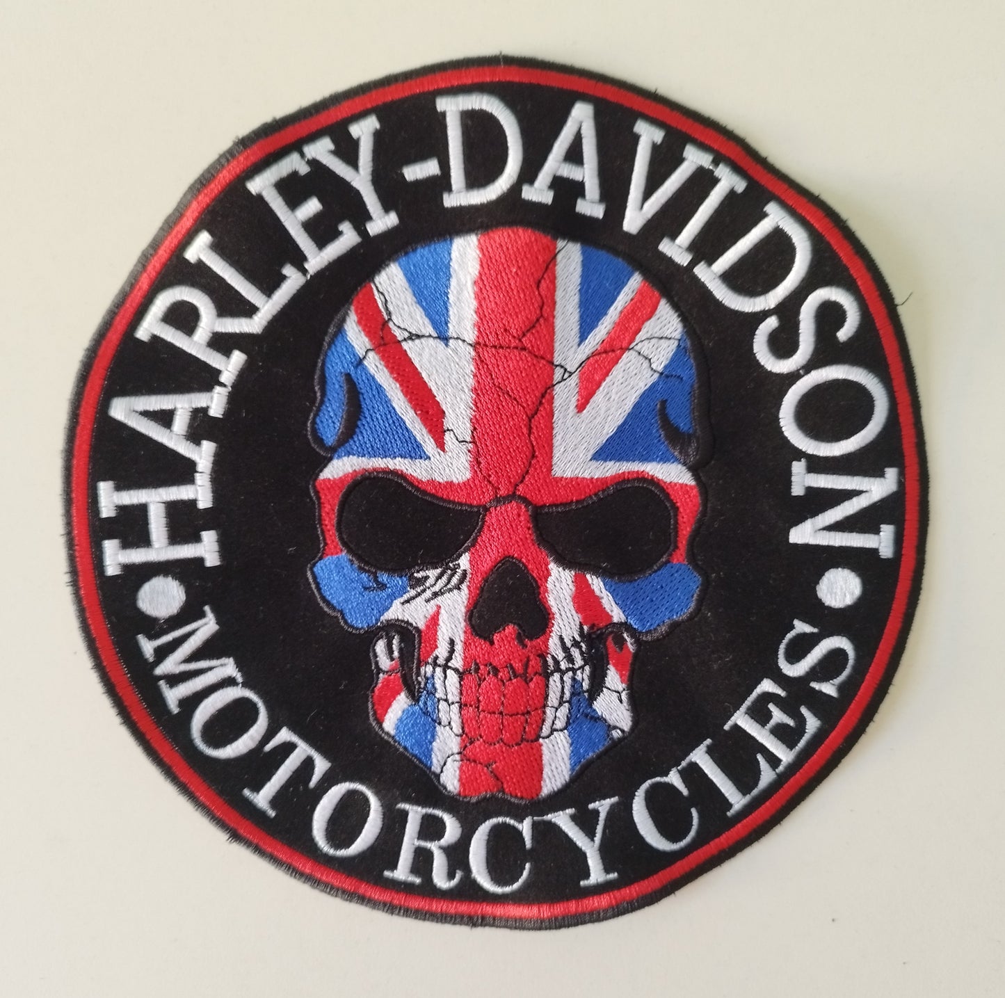 Grande patch toppa SKULL HD Motorcycles con bandiera Inglese, UK