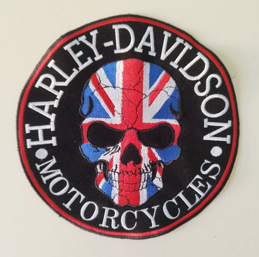 Grande patch toppa SKULL HD Motorcycles con bandiera Inglese, UK