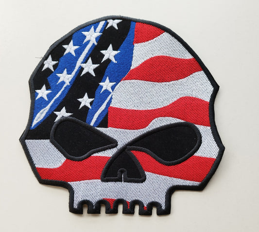 Kleiner SKULL HARLEY DAVIDSON Aufnäher ohne Aufschrift mit amerikanischer USA-Flagge