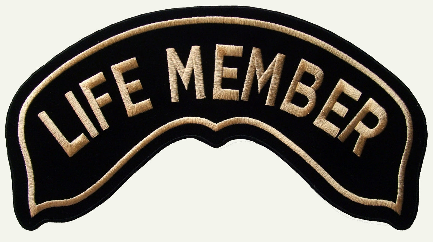 Petit ecusson, patch rocker LIFE MEMBER couleur or