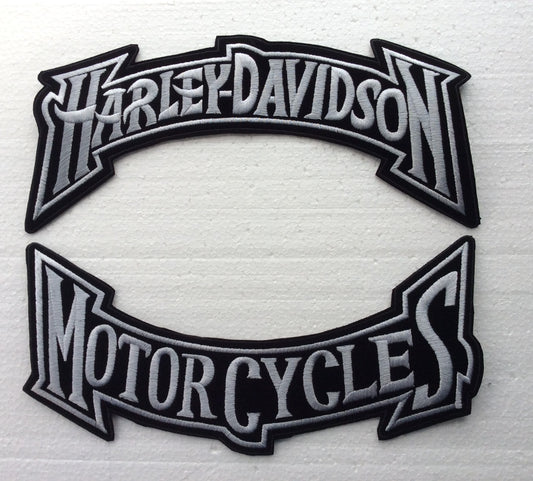 2 large bow patches HARLEY DAVIDSON – STYLIZED MOTORCYCLES grey color
