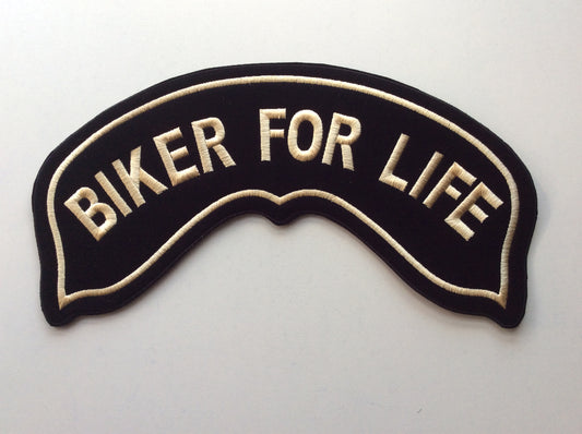 Large BIKER FOR LIFE gold classic letters roker patch patch