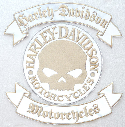 3 ecussons patch grand HARLEY DAVIDSON – MOTORCYCLES STYLISE' + SKULL –  Sognoamericano